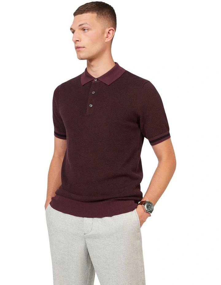 All Over Textured Polo Shirt in Purple