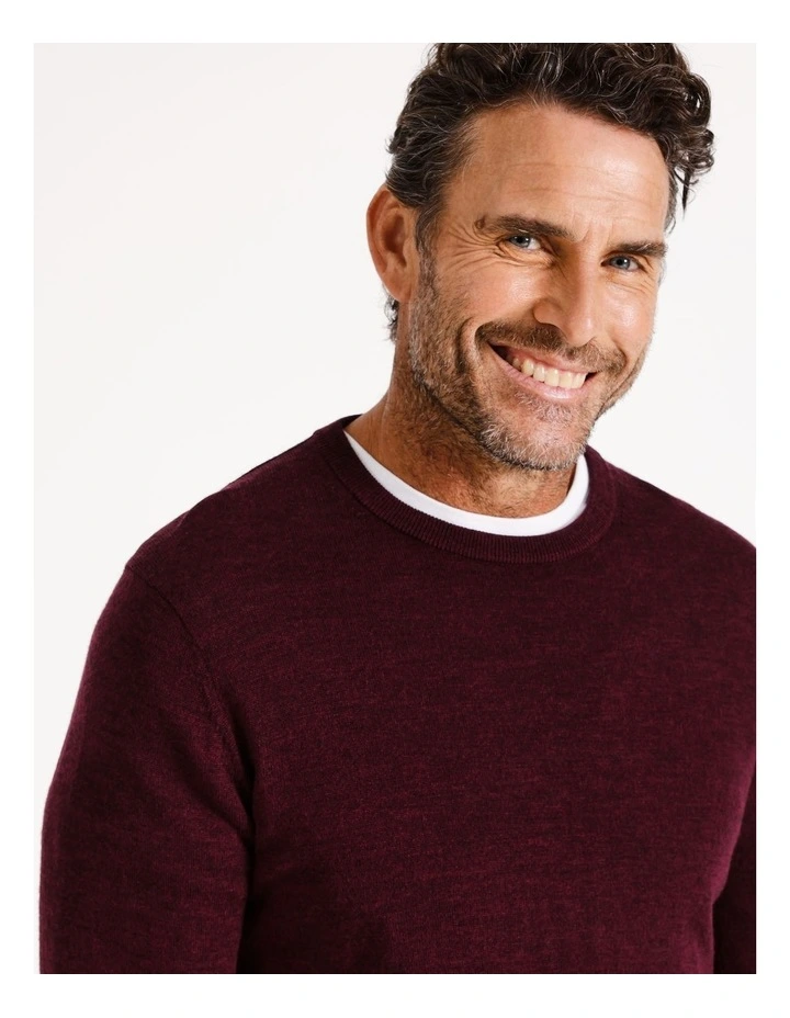 Australian Merino Crew Neck Knit in Burgundy