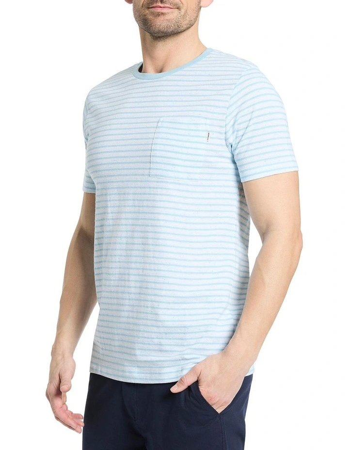 Louis Stripe Tee in Aqua Stripe