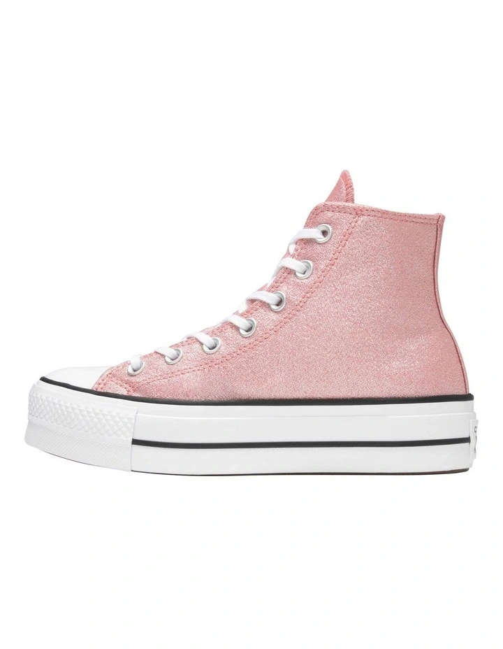 Chuck Taylor All Star Lift Platform Prism Glitter Shoes in Pink