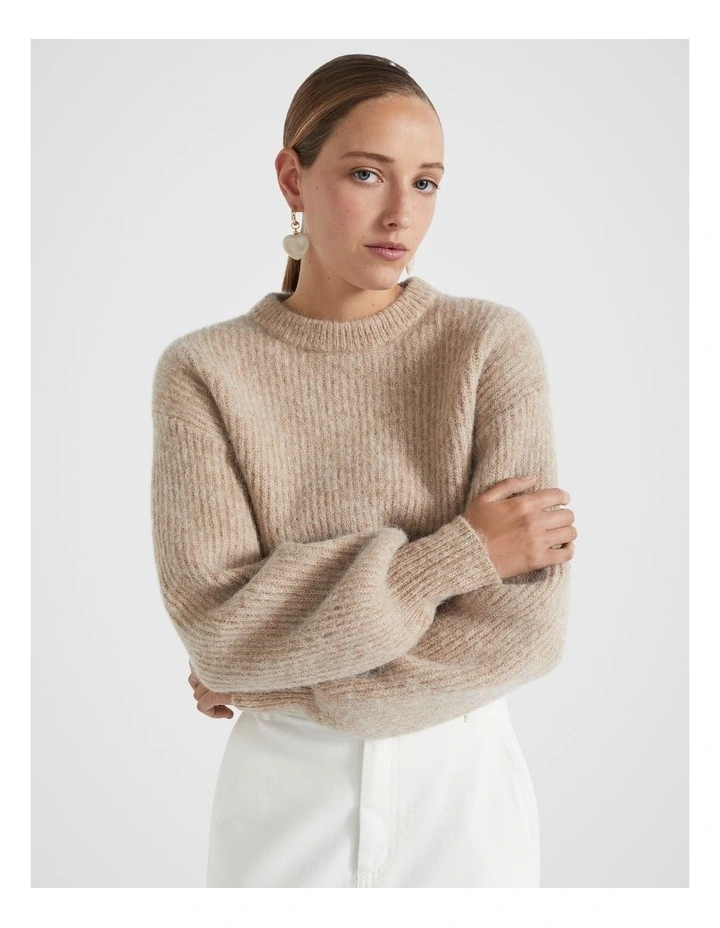Wool Blend Easy Knit in Champagne Beige Marle