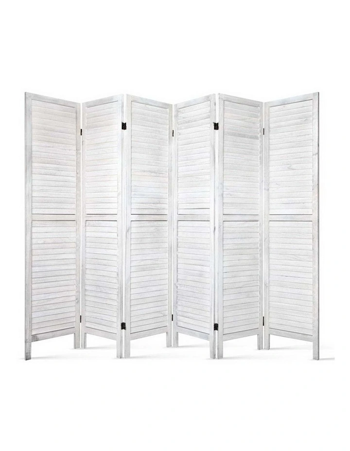Room Divider Screen Louver 6 Panel 245x170cm in White