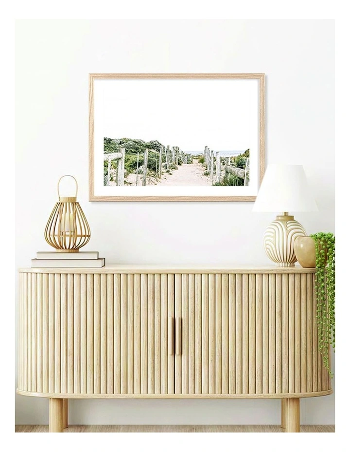 Australian Made Sandy Path 1 Art Print A3 in Natural Frame