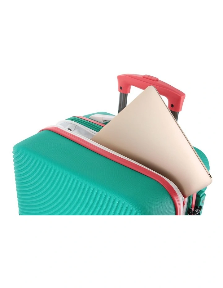 Stripe 56cm Hard-Shell Cabin Suitcase in Turquoise