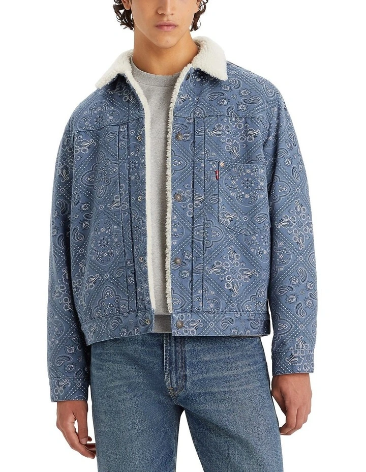 Type I Sherpa Trucker Jacket in Vintage Indigo