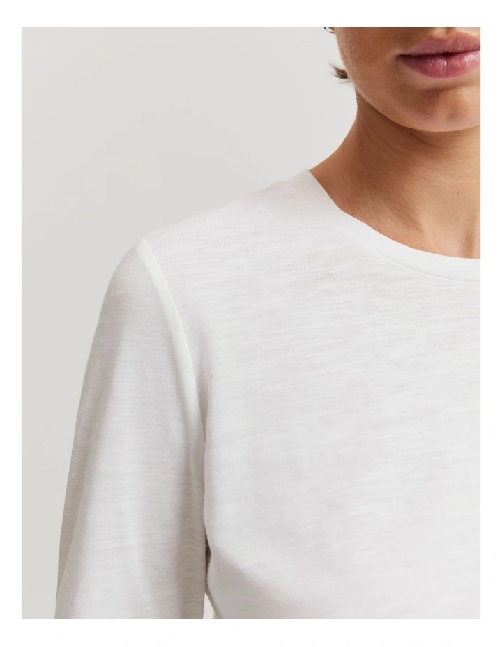 Australian Cotton Long Sleeve Slub T-shirt in White