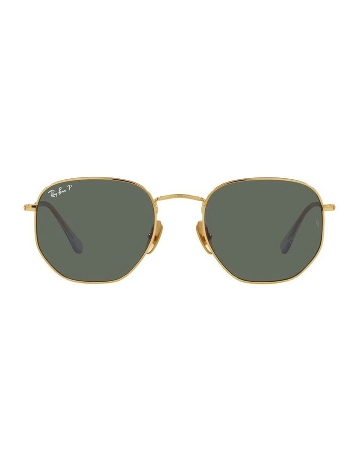 Hexagonal Titanium Gold Polarised Sunglasses