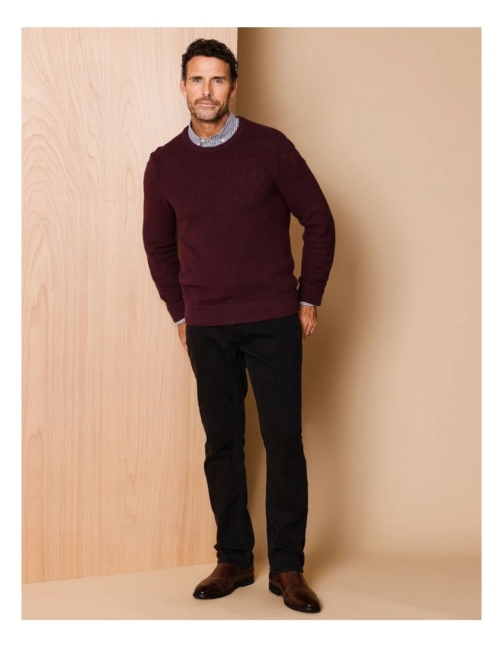 Knox Textured Crew Knit in Burgundy