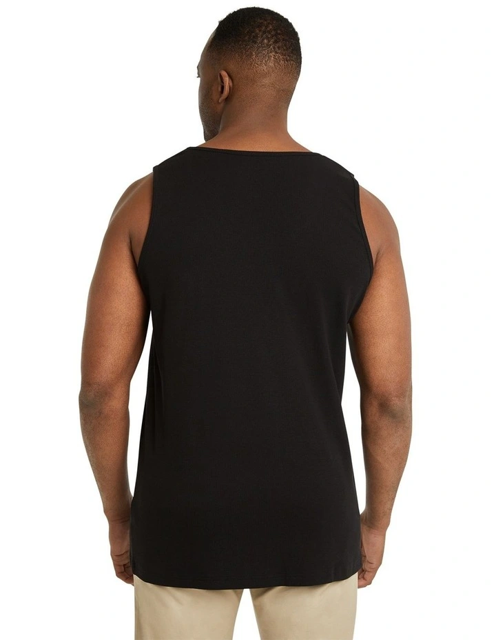 Essential Rib Tank in Black