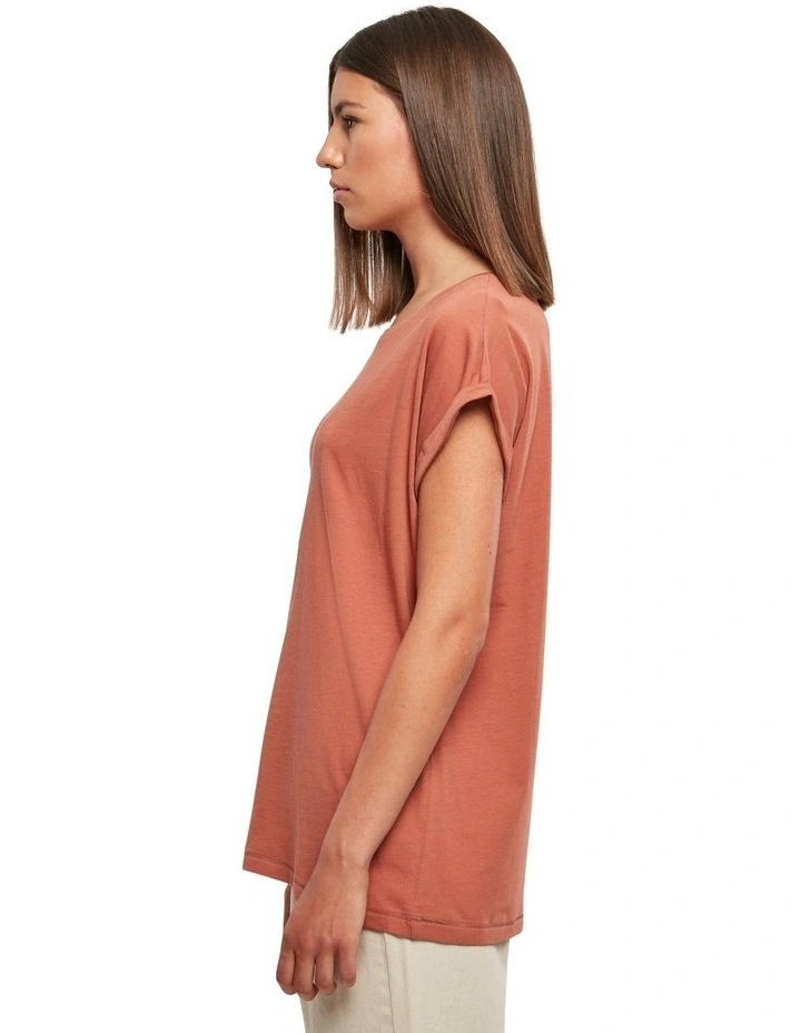 Extended Shoulder Tee in Terracotta
