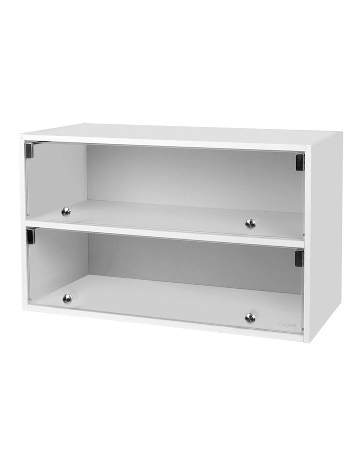 Shoes Storage Cabinet LED Display Case Stackable Rack Lighted in White