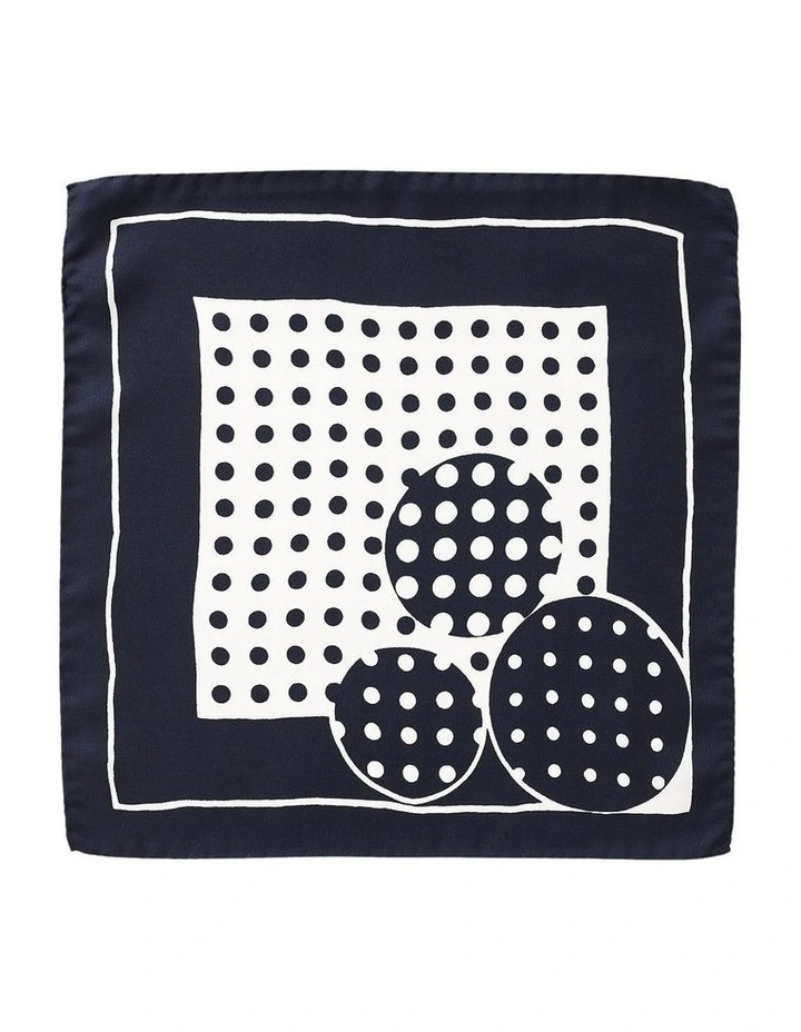 Triple Spot Silk Pocket Square in Navy