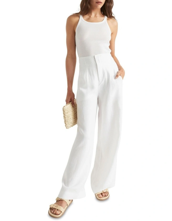 Core Linen Waisted Pant in Whisper White