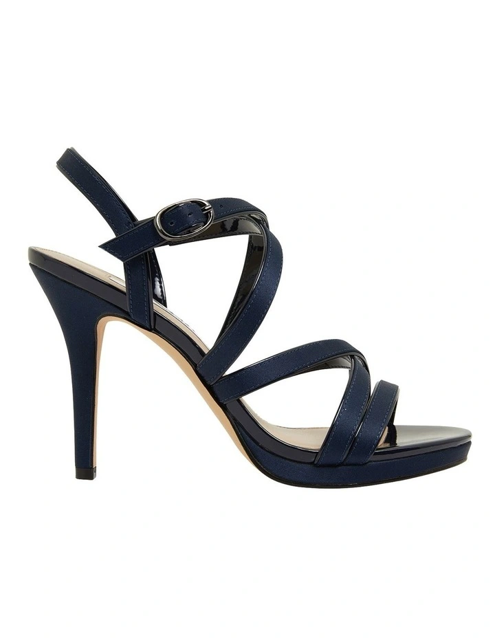 Reatha New Navy Satin Sandals