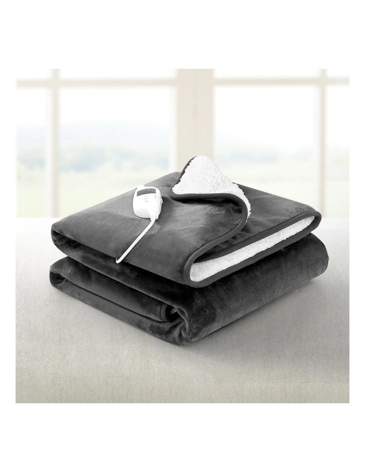 Heated Electric Throw Rug Blanket in Grey