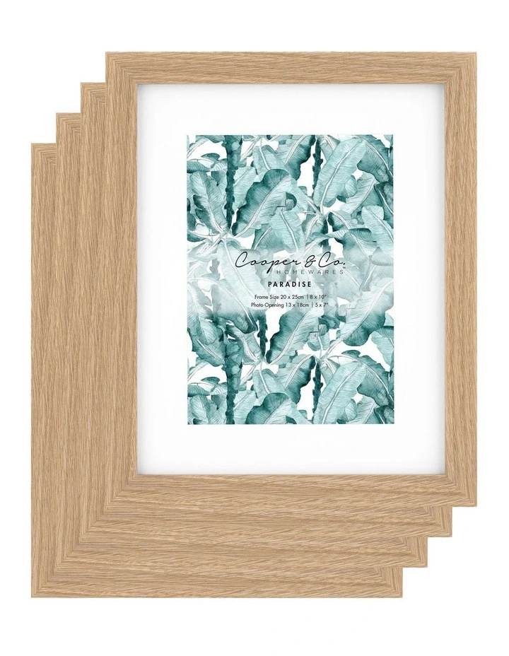 Set Of 4 20x25cm Matt to 13x18cm Oak Premium Paradise Wooden Photo Frame