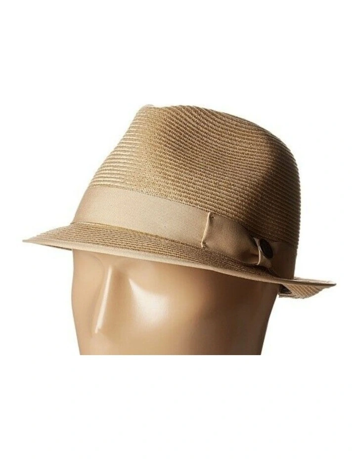 Baseline Stingy Brim Fedora Hat Trilby Summer Straw in Tan