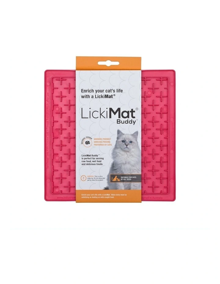 Buddy Original Slow Food Anti-Anxiety Licking Mat for Cats in Pink