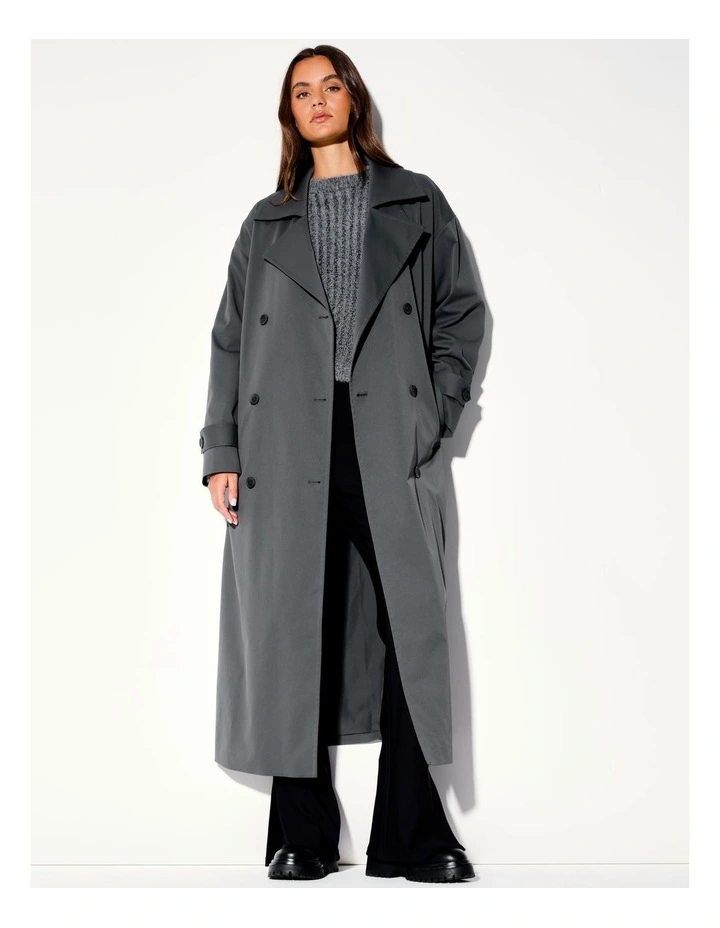 Recycled Blend Trench Coat in Steel