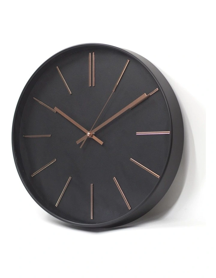 Clara 40cm Silent Wall Clock Black/Rose Gold