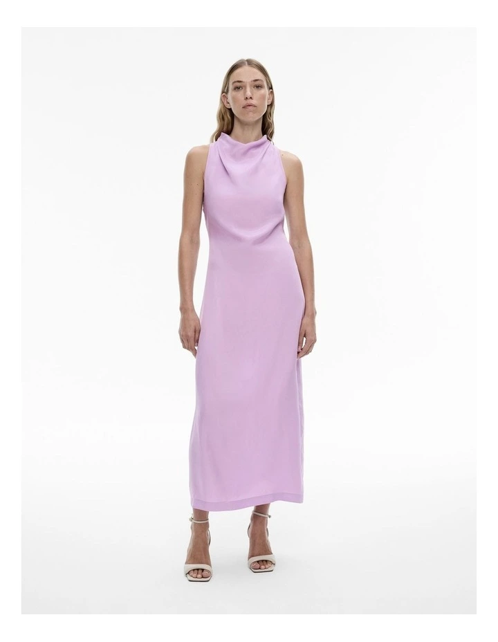 Cupro Mock Neck Dress in Iris