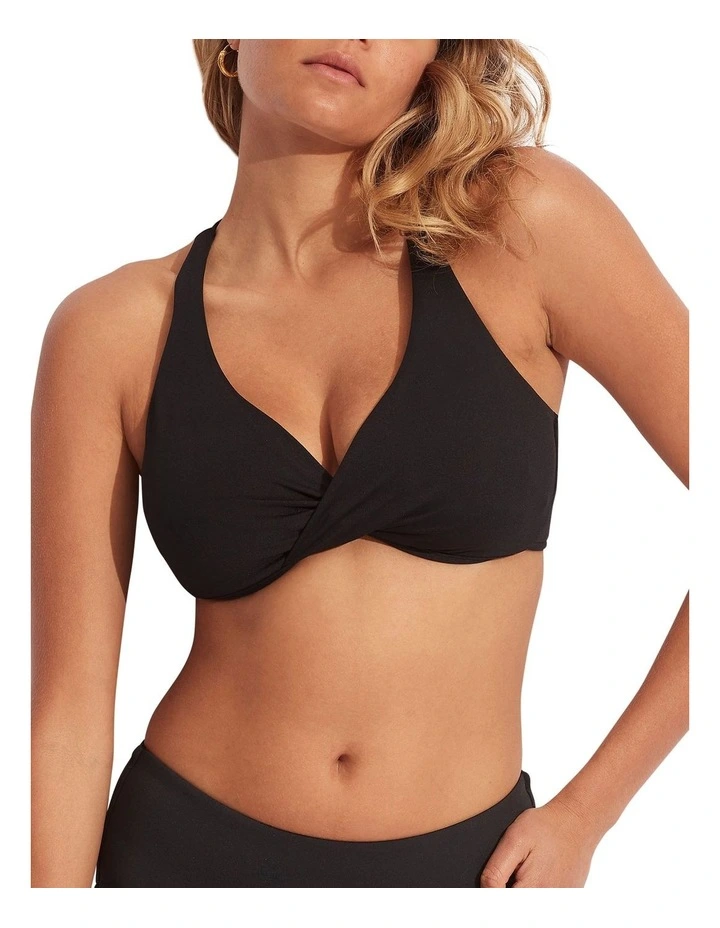 Wrap Front F Cup Bra In Black