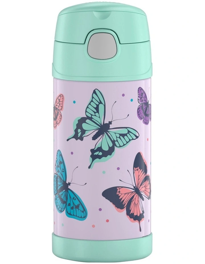 Vacuum Insulated Butterfly Frenzy Drink Bottle 355ml in Blue