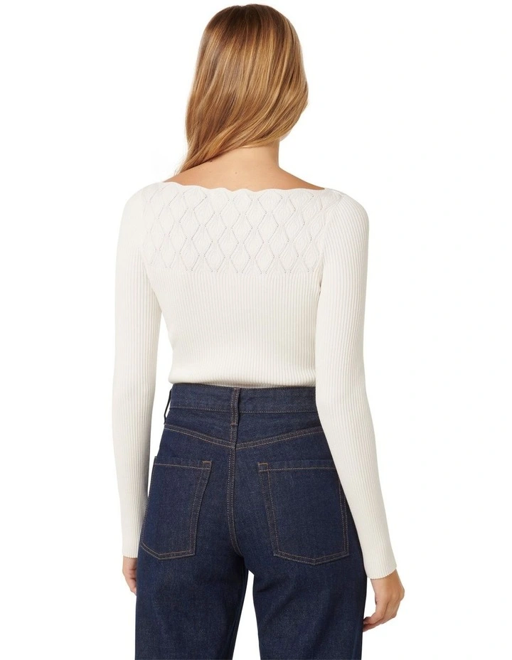 Macey Pointelle Jumper in White