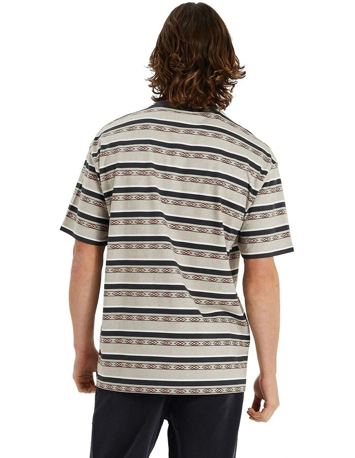 Hostile Box Fit Tee in Silver Cloud Stripe