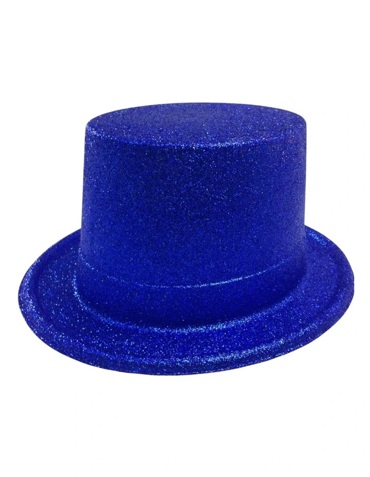 6x Glitter Top Hat in Blue