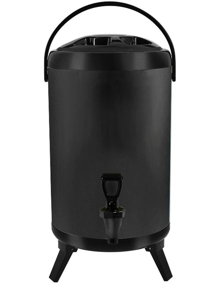Stainless Steel Insulated Milk Tea Barrel 8L in Black