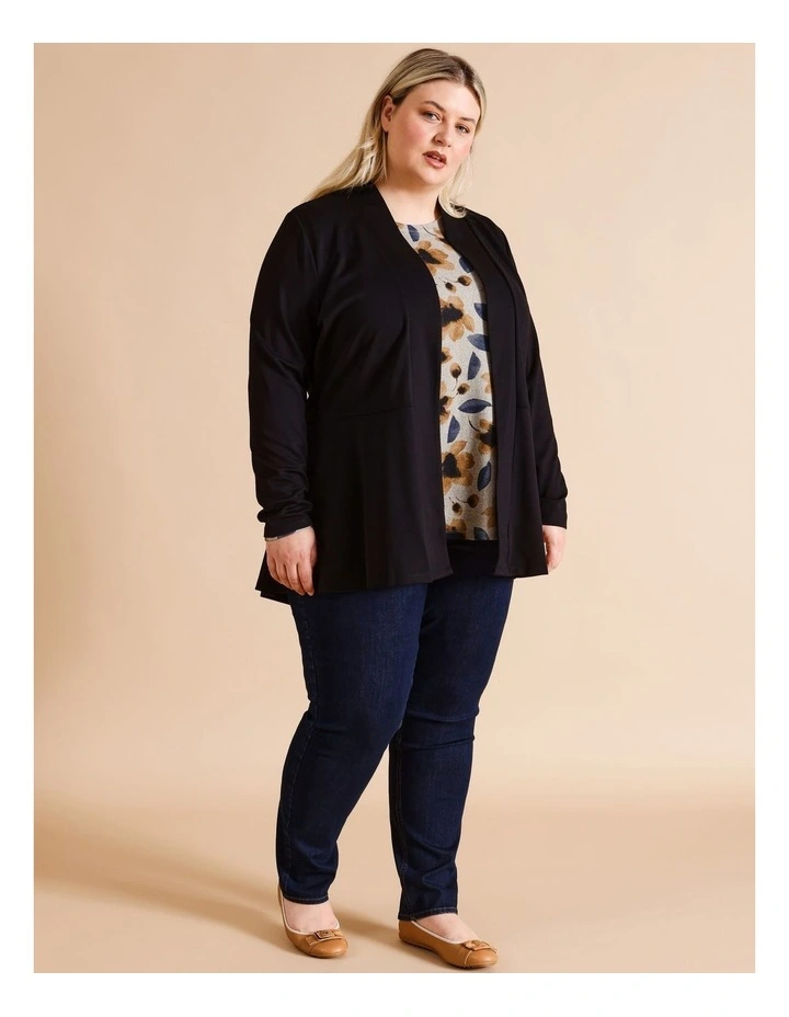 Sustainable Viscose Blend Edge To Edge Knit Travel Cardigan In Black