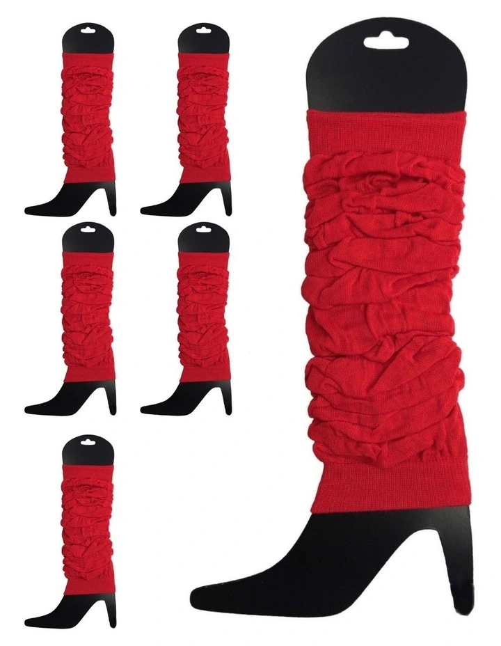 Knitted Leg Warmers 6 Pack in Red