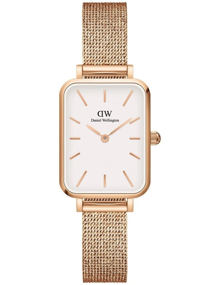 Quadro Pressed Melrose 26mm Rose Gold/White Stainless Steel Mesh Watch