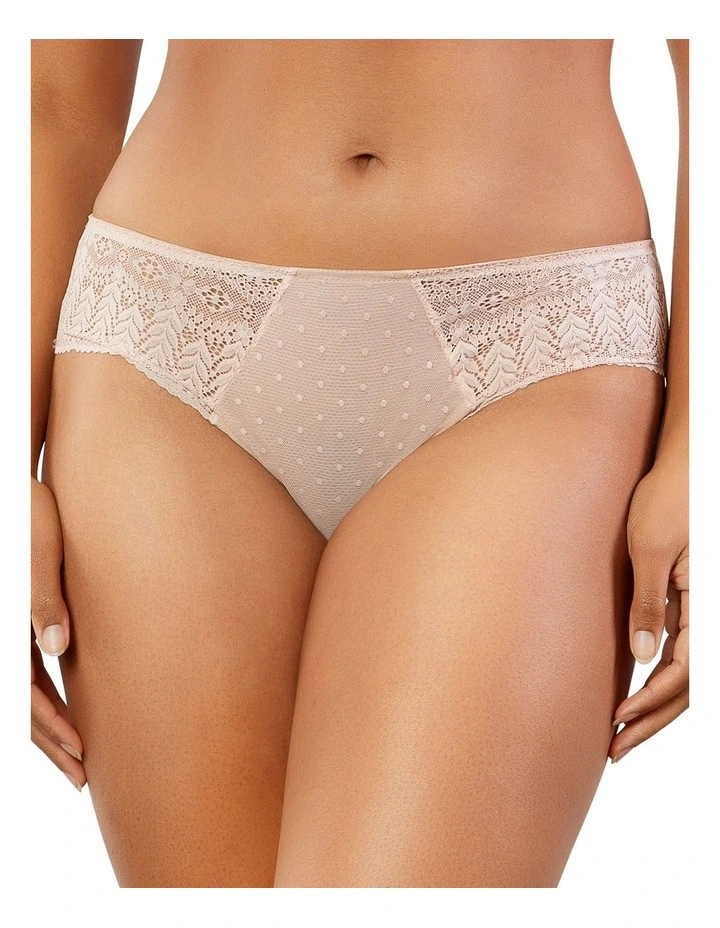 Mia Sheer Mesh and Lace Hipster Brief in Cameo Rose
