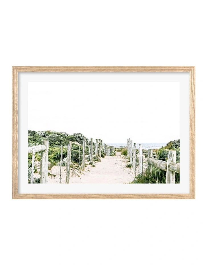 Australian Made Sandy Path 1 Art Print A2 in Natural Frame