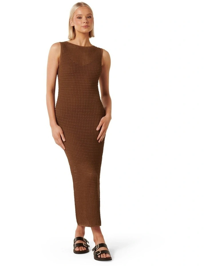 Paige Pointelle Knit Dress in Brown