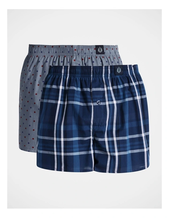 2 Pack Softwash Woven Boxers Feeling Blue in Navy/Denim