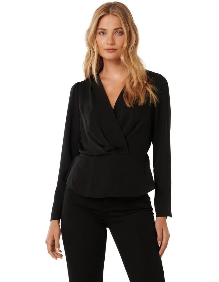 Whitney Wrap Blouse in Black