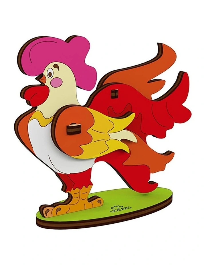 3D Colouring Cockerel 8 Piece Wooden Puzzle Kit (5+ Years)