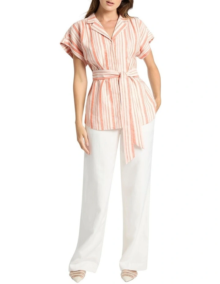 Sanna Striped Linen Shirt in Tangerine Multi