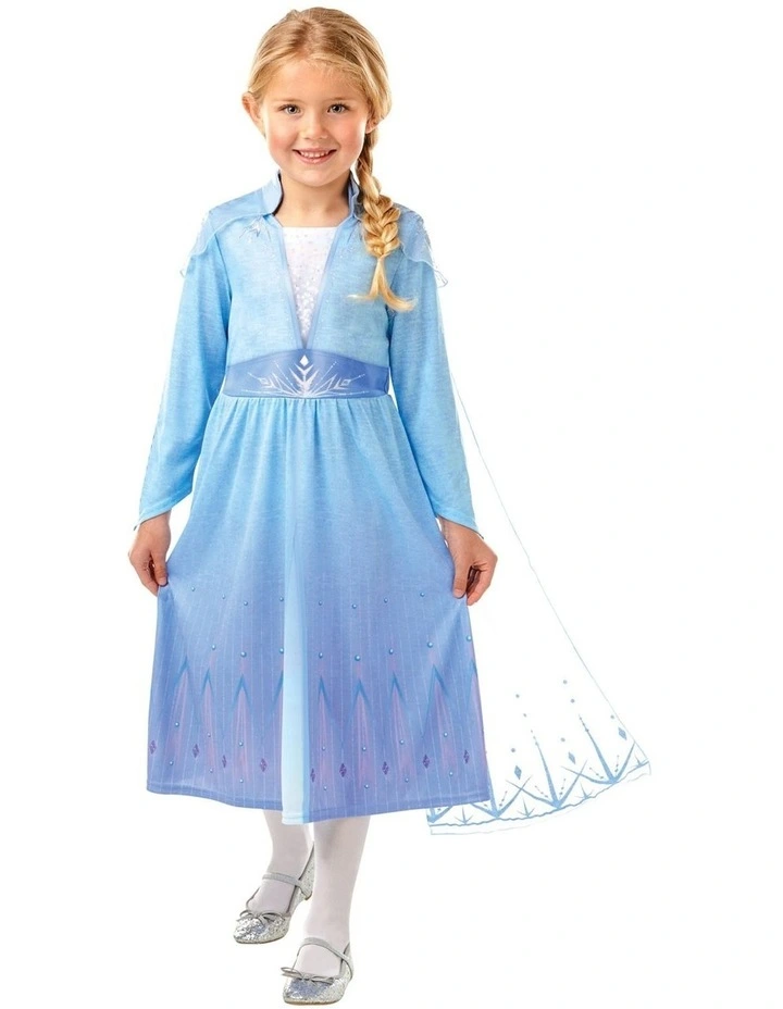 Elsa Frozen 2 Girls Dress Up Costume (6-8 Years) in Blue