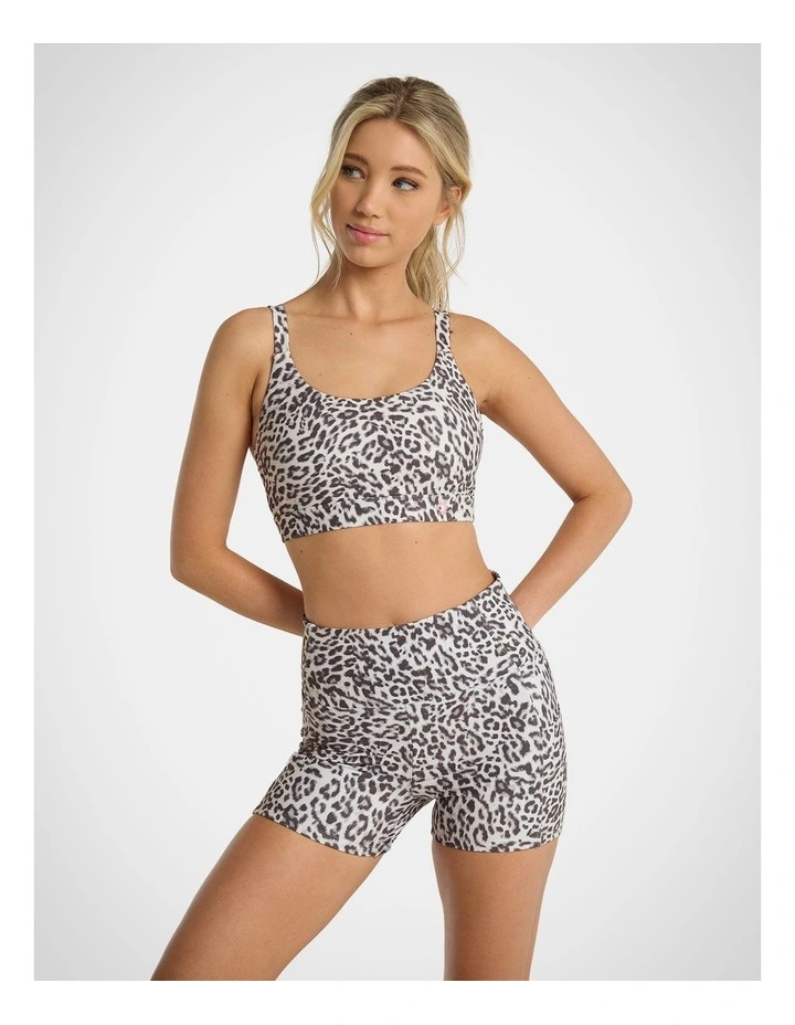 Gym and Swim Medium Impact Sports Bra in Grey Animal