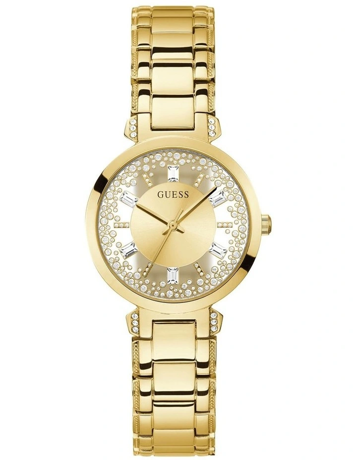 Crystal Clear Stainless Steel Watch in Gold