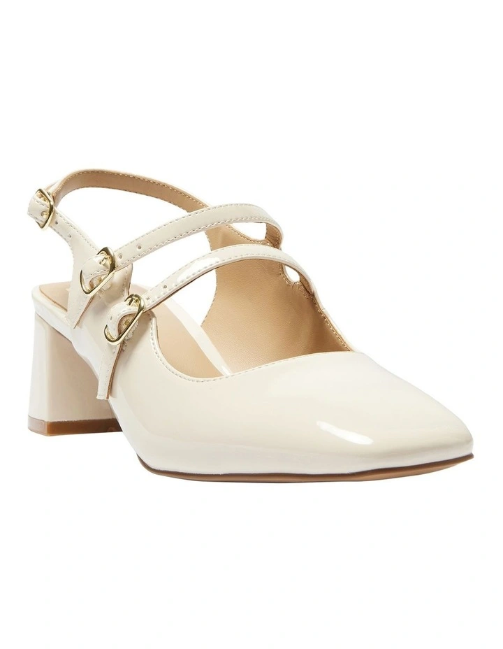 Tessa Heeled Shoes in Bone Patent Leather