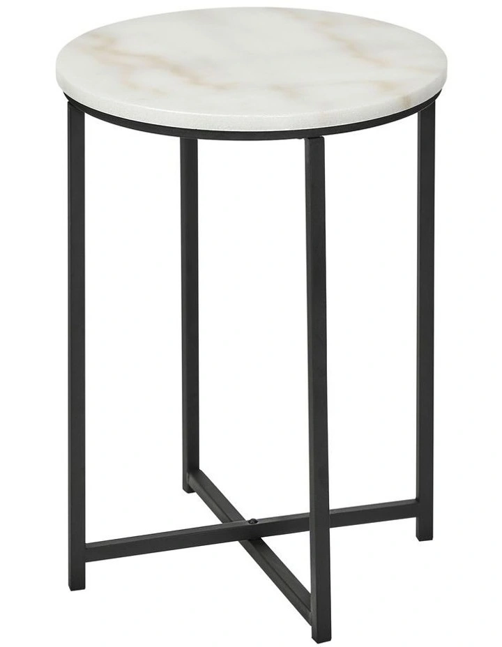 Marble Ali Side Table in White/Black