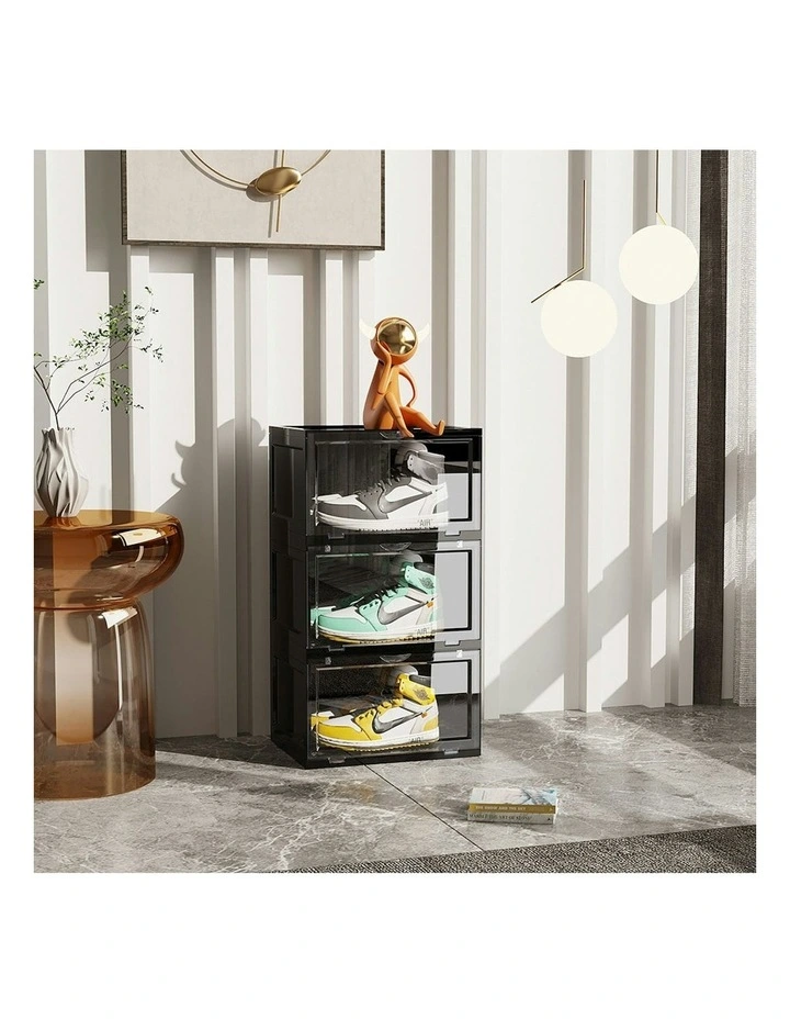 3 Tier Portable Shoe Organiser in Black