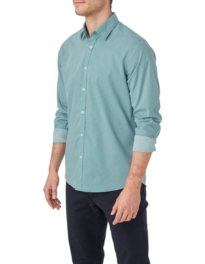 Aston Print Long Sleeves Shirt in Green