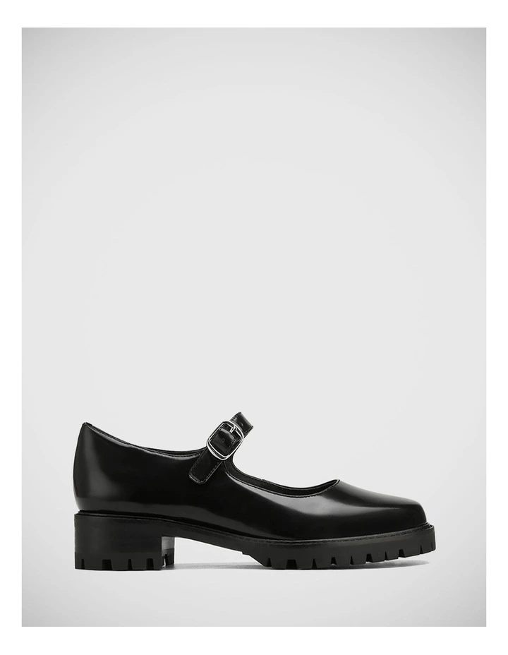 Elara Leather Mary Jane Shoes in Black