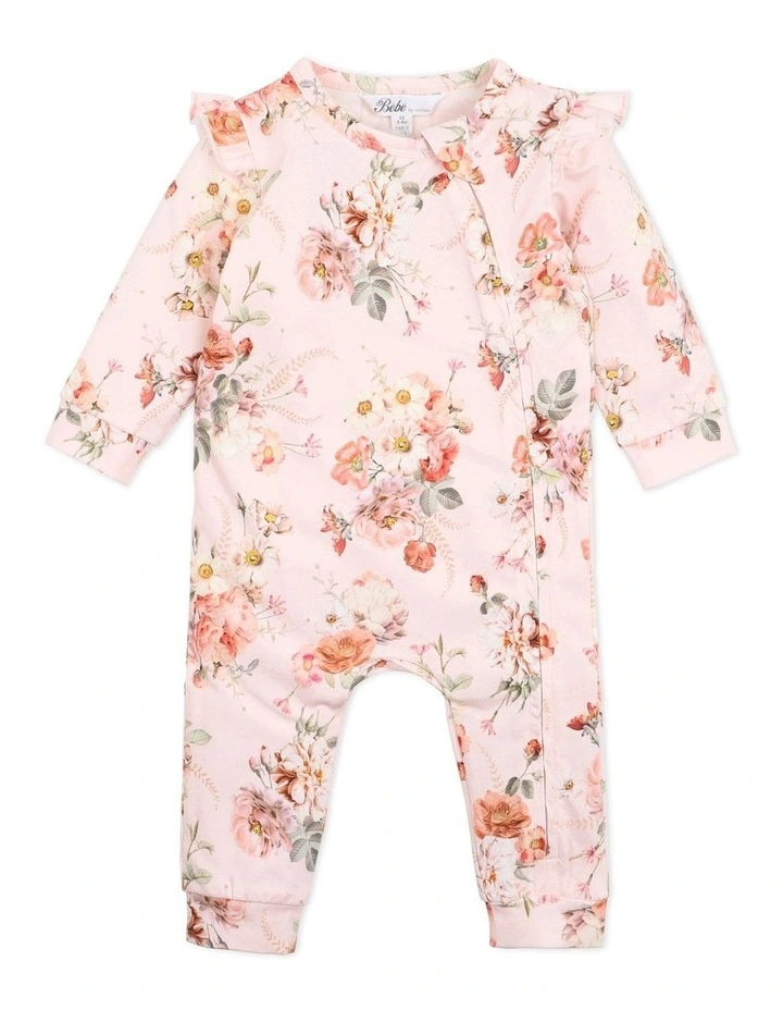 Long Sleeve Zip Romper in Dotti Print